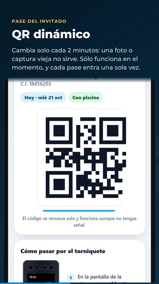 Pase QR dinámico