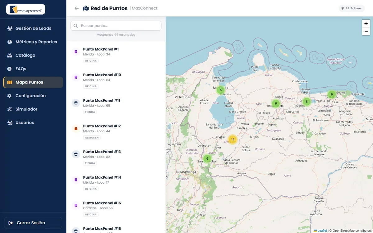Mapa de puntos de venta
