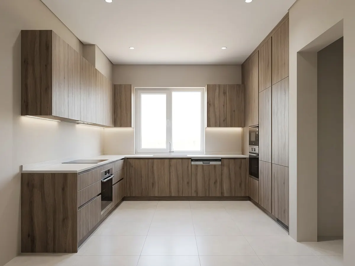 Obra gris convertida en cocina por la IA