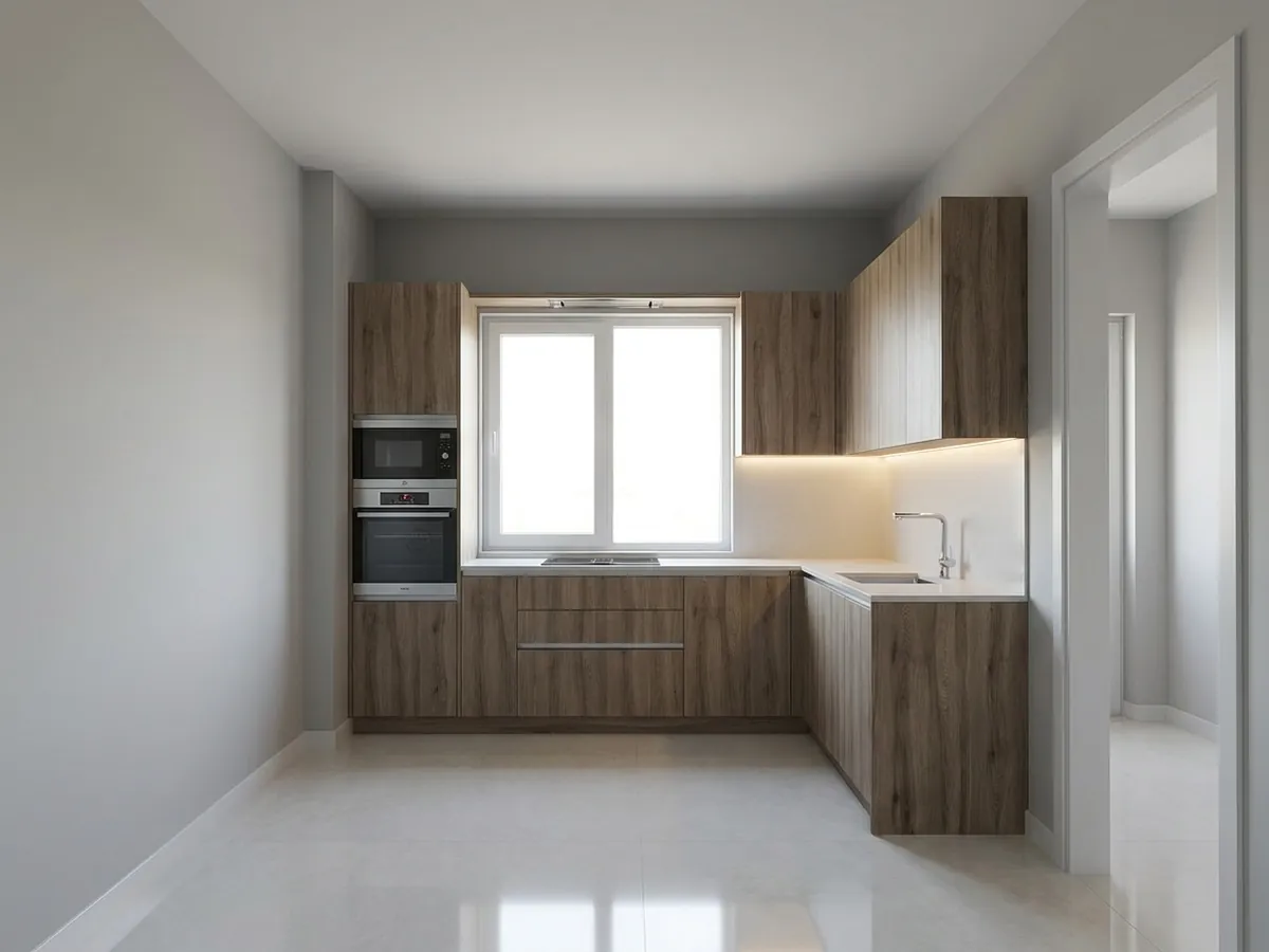 Cocina lineal con torre de hornos